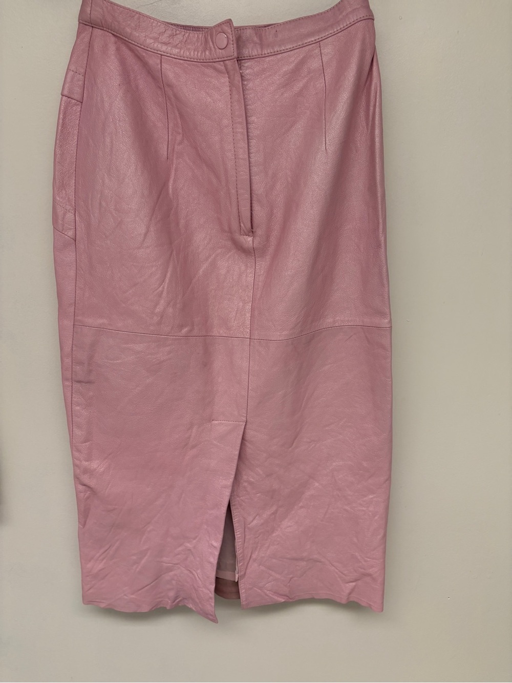 Petal Pink Vintage Leather Pencil Skirt by Suzelle - Picture 2 of 8